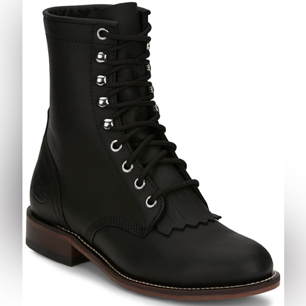 Justin McKean Combat Boots Lace Up Leather Black Women’s Size 6B
